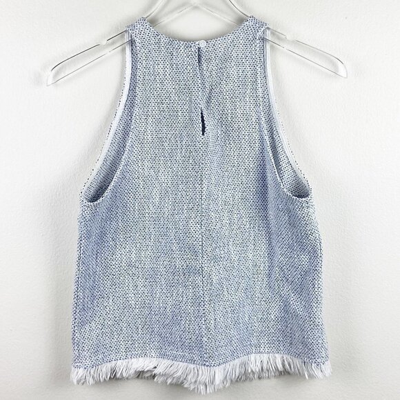 DREW | Anthro Blue & White Tweed Tank Top Fringe - Picture 2 of 7